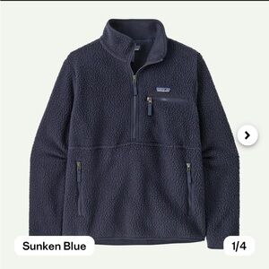 Patagonia Women's Retro Pile Marsupial Fleece Pullover in Sunken Blue, M